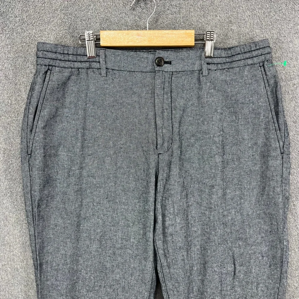 Banana Republic Athletic Pants Mens 34x32 Grey Linen Cotton Drawstring Trousers
